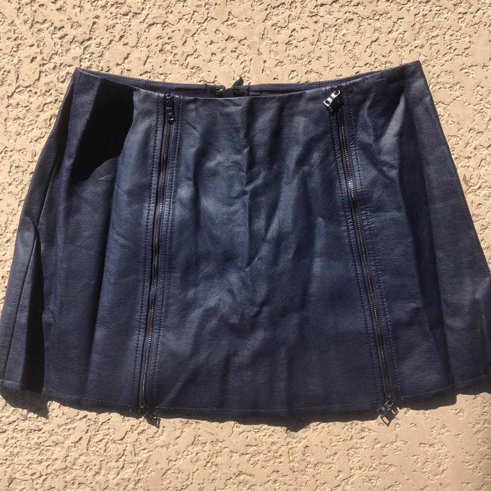 BCBG Navy Pleather Mini Skirt